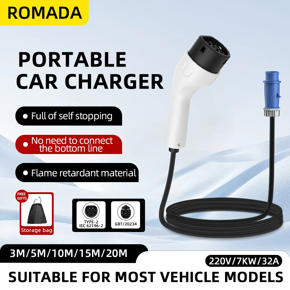 ROMADA Type2 IEC62196-2 For El - огляд і ціна Ev Charger Adapter