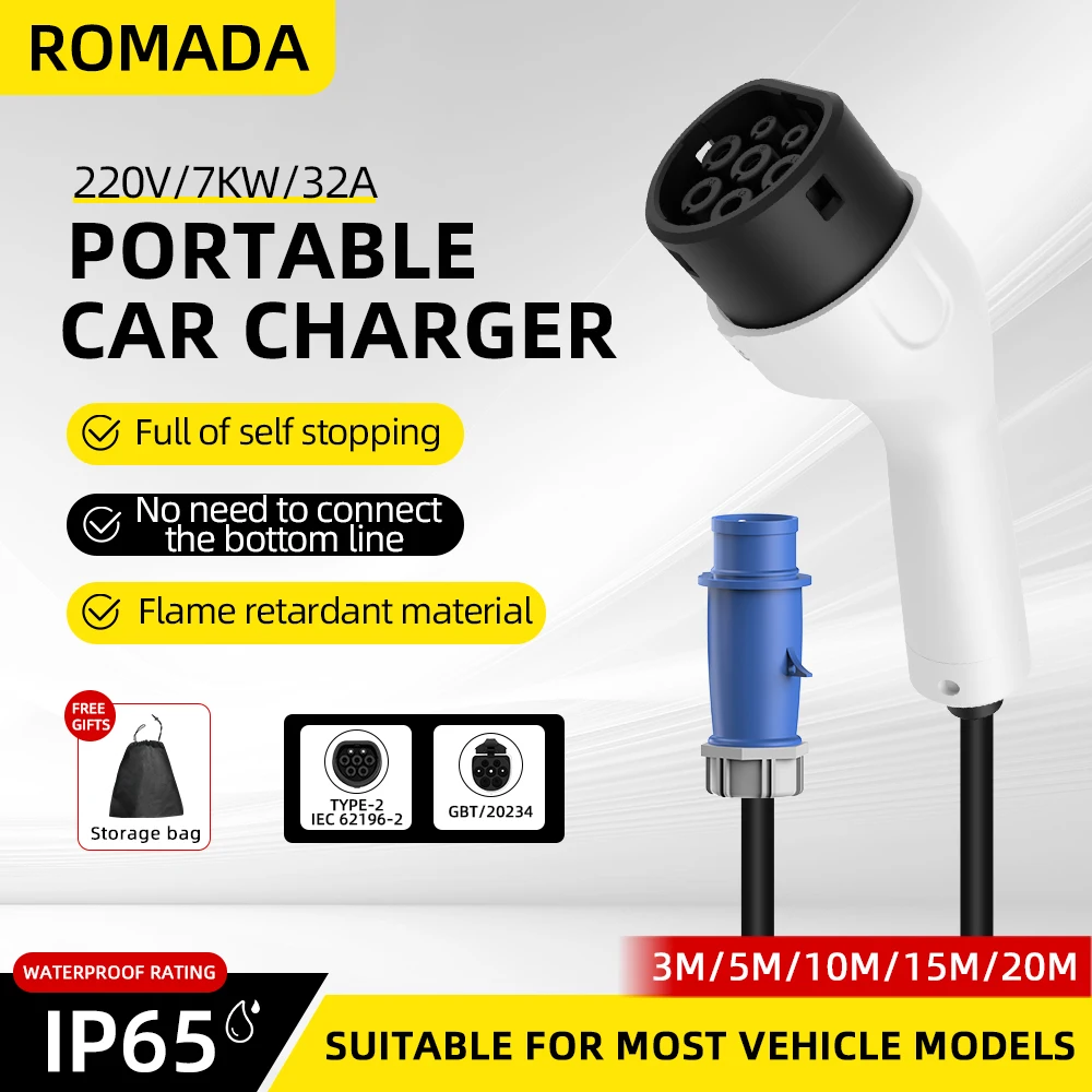 ROMADA Type2 IEC62196-2 For El - огляд і ціна Ev Charger Adapter
